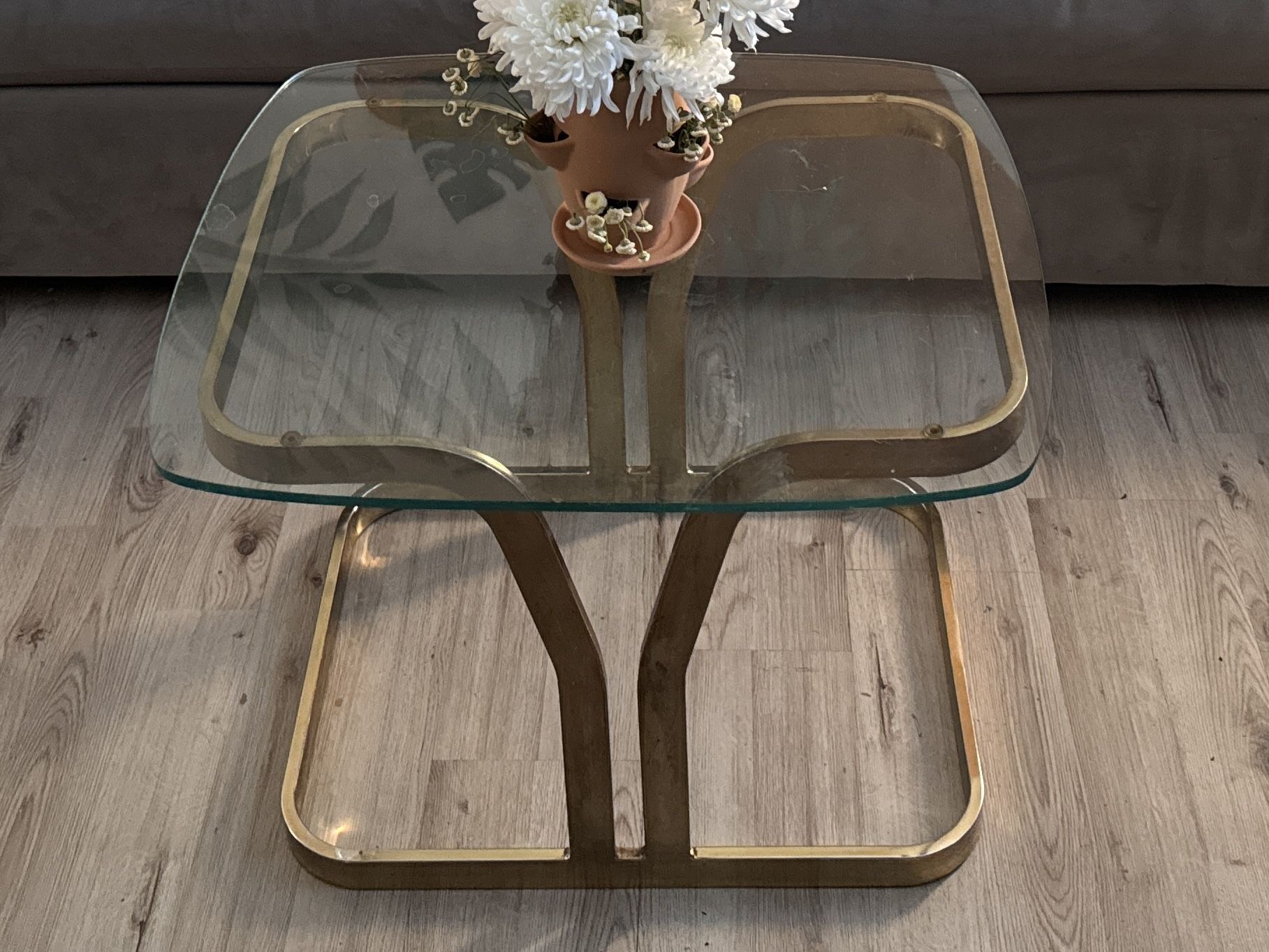 Mcm Gold Glass Side Table Coffee Table End Table