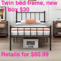 New In Box, DIIYIV Twin Bed Frame-Classic Metal Platform Bed Frame,Mattress Foundation With Steel Slat Support,Under Foundation Storage,No Box Spring 