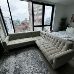 Modern Tufted L-Shaped Sectional Couch – Neutral Beige