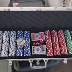 Poker Chips Set For Texas Holdem