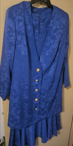 2pc Blue Dress and Jacket Set Plus Size