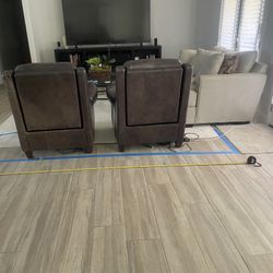 2 Leather Power Recliners 