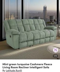 Mint green turquoise Cashmere Fleece Living Room Recliner Intelligent Sofa Heavy Duty