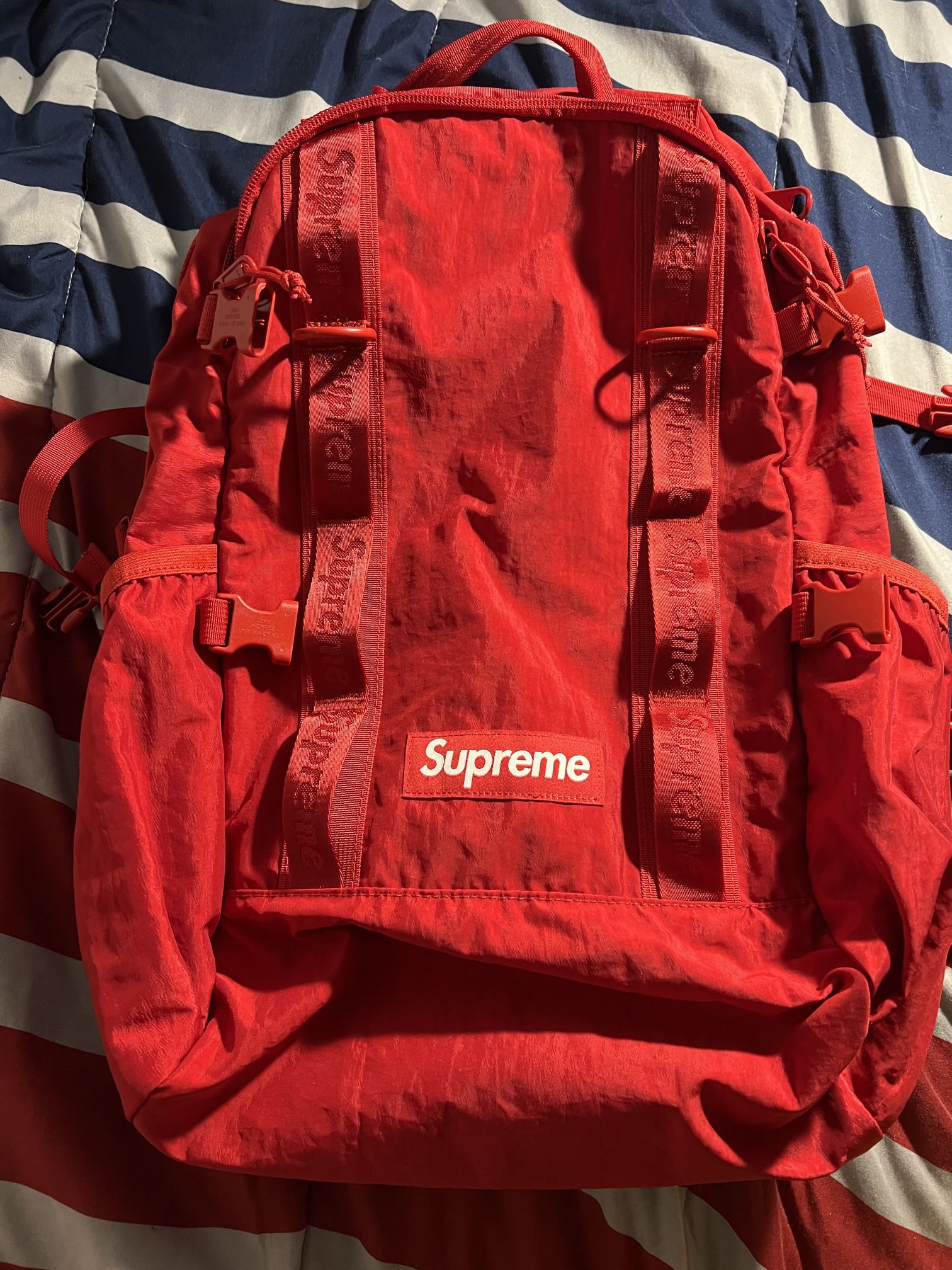 supreme red backpack