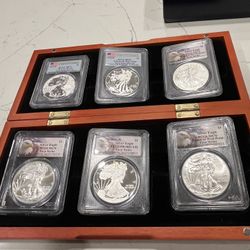 2013 6 Silver Eagles PCGS Graded 