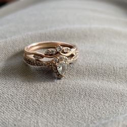 1KT Rose Gold Diamond Engagement Ring And Wedding Band
