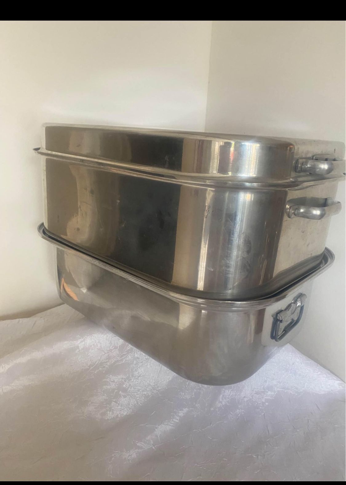 Vintage WEAR-EVER Large 5 Piece Tamalera Trivet & Steam Rack Vented #2225 aluminum size 4 1/2" deep