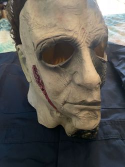 Halloween mask and overalls