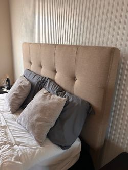 Headboard and metal bed frame. Queen.