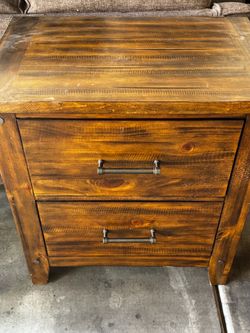 Two Drawer Nightstand or End Table Brown with Power