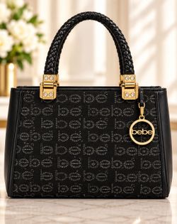 Brand new with tags bebe Agathe Jacquard Crystal Satchel in black. MSRP $109.