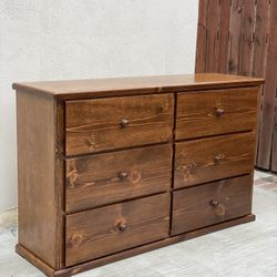 Solid Wood Brown 6 Drawer Dresser