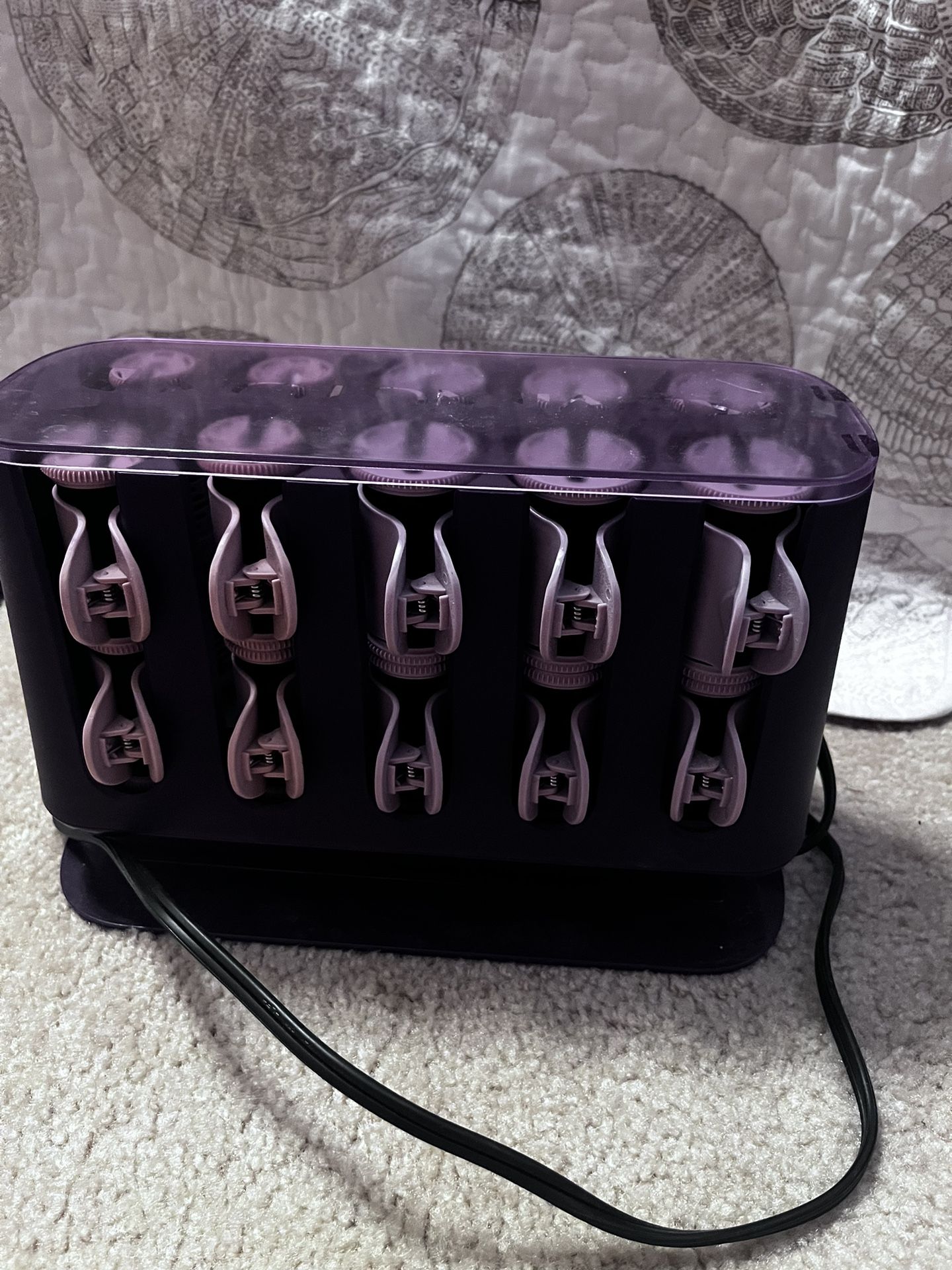 Purple hair curlers 