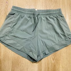 Women’s Athletic Drawstring Shorts in Sage Green New Condition