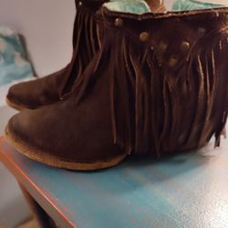 Leather Cowboy Boots With Tassels