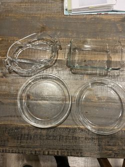 2 Anchor Hawking Glass Pie Plates, Bread / Loaf Pan