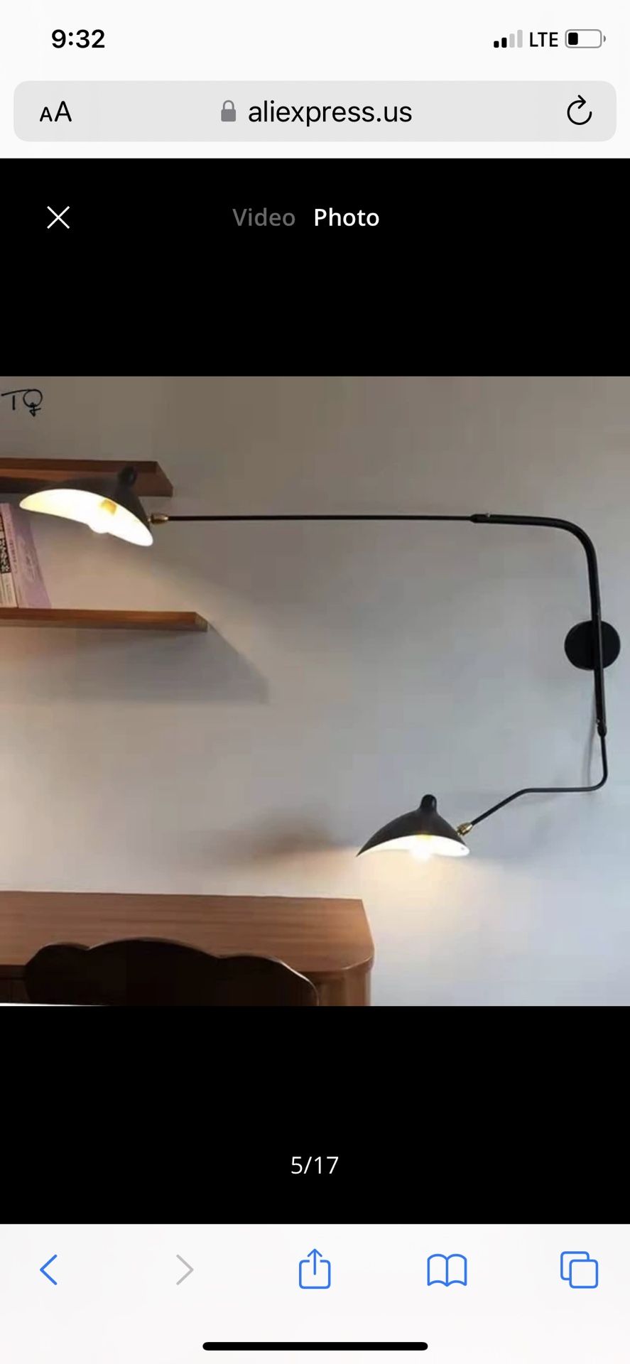 Industrial Dawn Spider Serge Mouille Wall Lamp With Switch Swing Arm LED Indoor Lighting