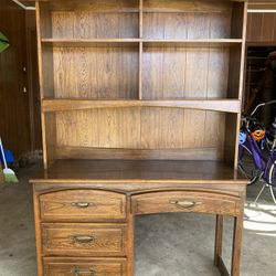 Wooden Desk with Hutch