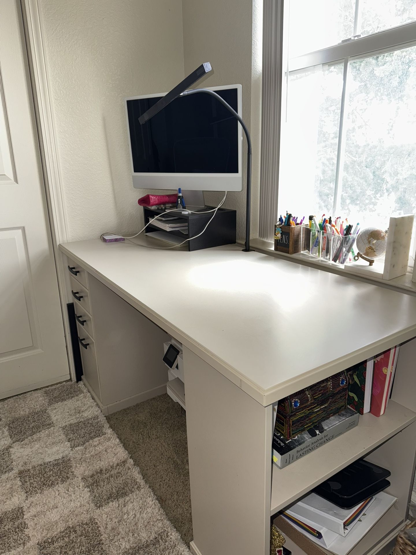 Beige Desk With Added Handles