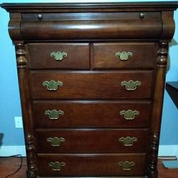 Solid Wood Tall Dresser 
with real leather top!