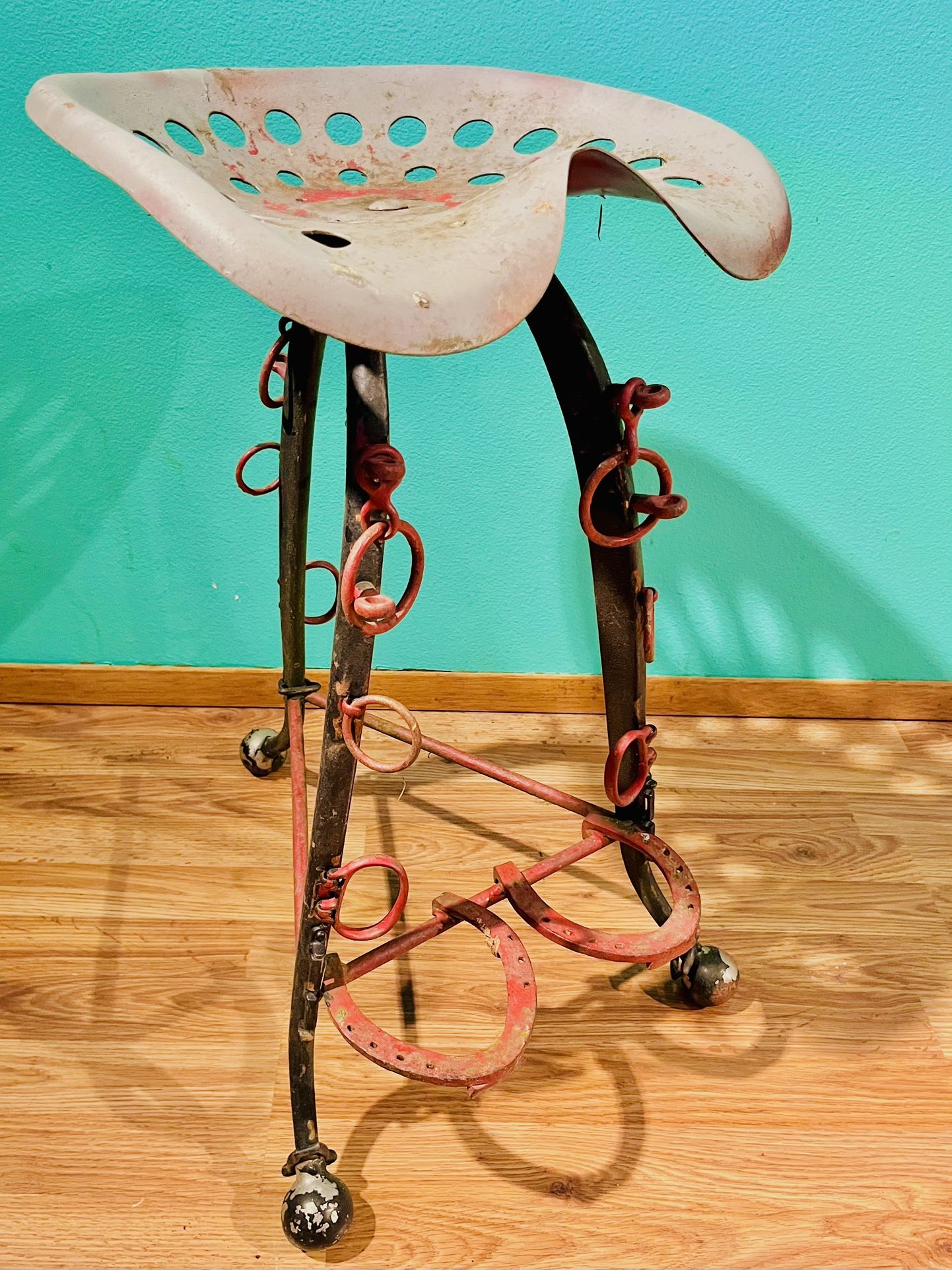 Industrial Stool With Horseshoes
