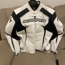 Scorpion White Leather Exo SJ2 Jacket 