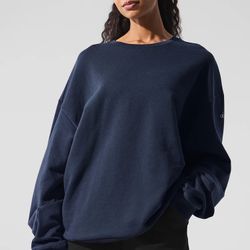 Alo Yoga Chill Crew Neck Pullover XS 2-4 Navy Blue