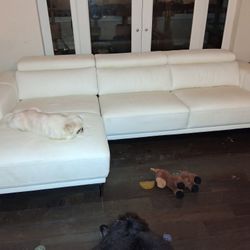 All Leather White Sectional