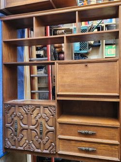 Wood Wall Unit Entertainment Center with Cabinets