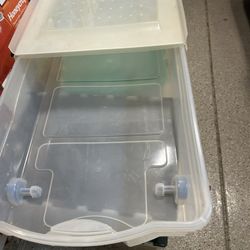 Plastic Bin For Under The Bed Storage With Wheels And Open Lid