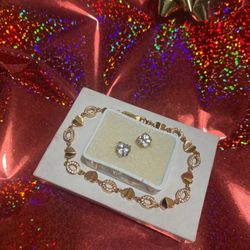 Bracelet and Earrings! Gold Plated!