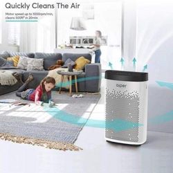 Air Purifier for Home with True HEPA Filter, Home Air Purifier for Smokers, Allergens, Pets, Pollen, Dust, Odors, Ideal for Large Room Up to 500sq/f