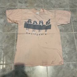 Vintage 1990s Single Stitch California Pink Graphic Tee Shirt - Large