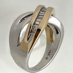 14k Two Tone Ring With Baguette Diamonds 