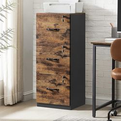 3-Drawer Vertical File Cabinet, Filing Cabinet for Home Office, Printer Stand, with 3 Lockable Drawers, Adjustable Hanging Rail, for A4 and Letter-Siz