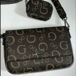 New Black  GUESS Purse + Pouch  Satchel Hand Bag Crossbody Natural