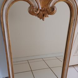Beautiful Hand Carved Wood Mirror Gold And White 