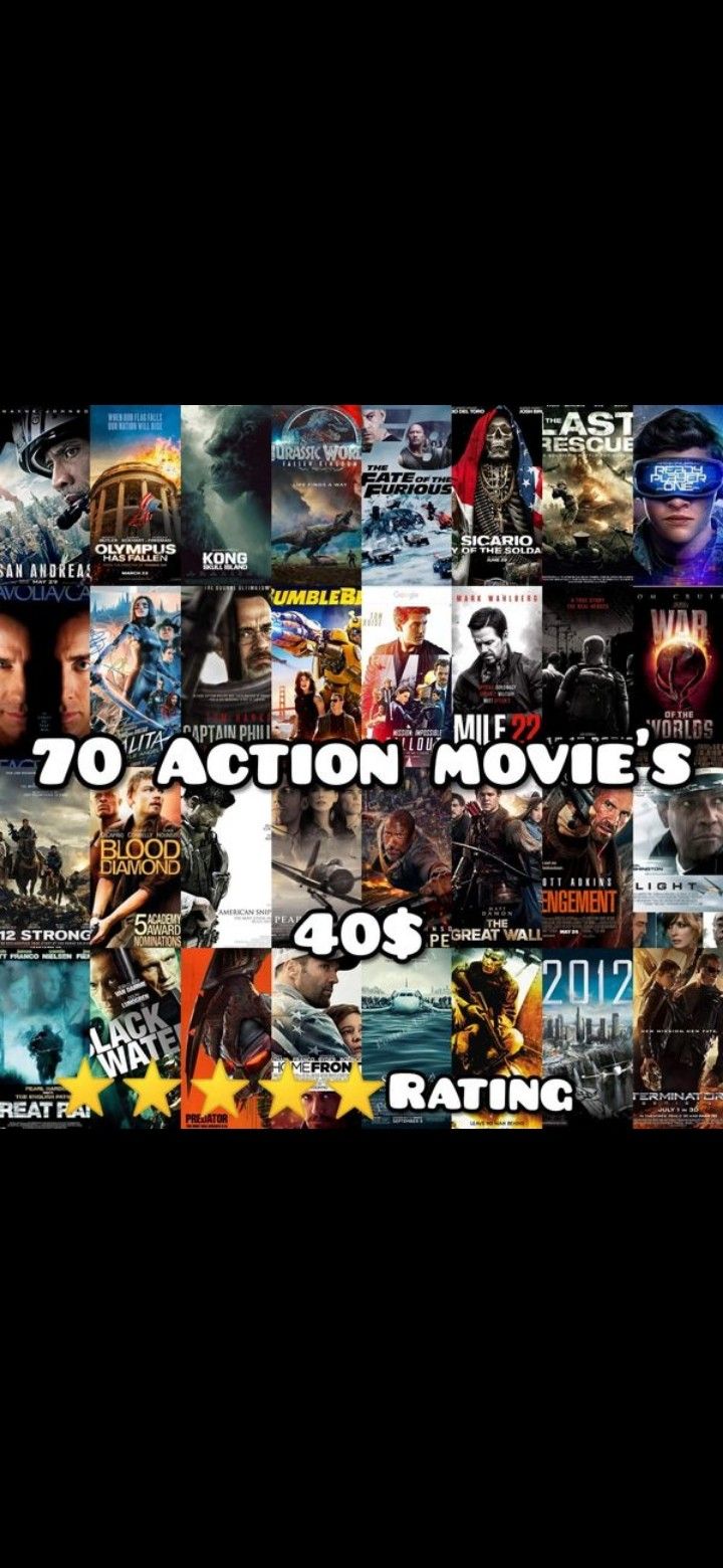 70 Action movie's on usb