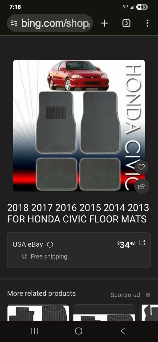 2014 Honda Civic Nice Weather Floor Mats