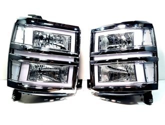 HEADLIGHTS FOR CHEVY SILVERADO 2014-2015 BLACK HOUSING