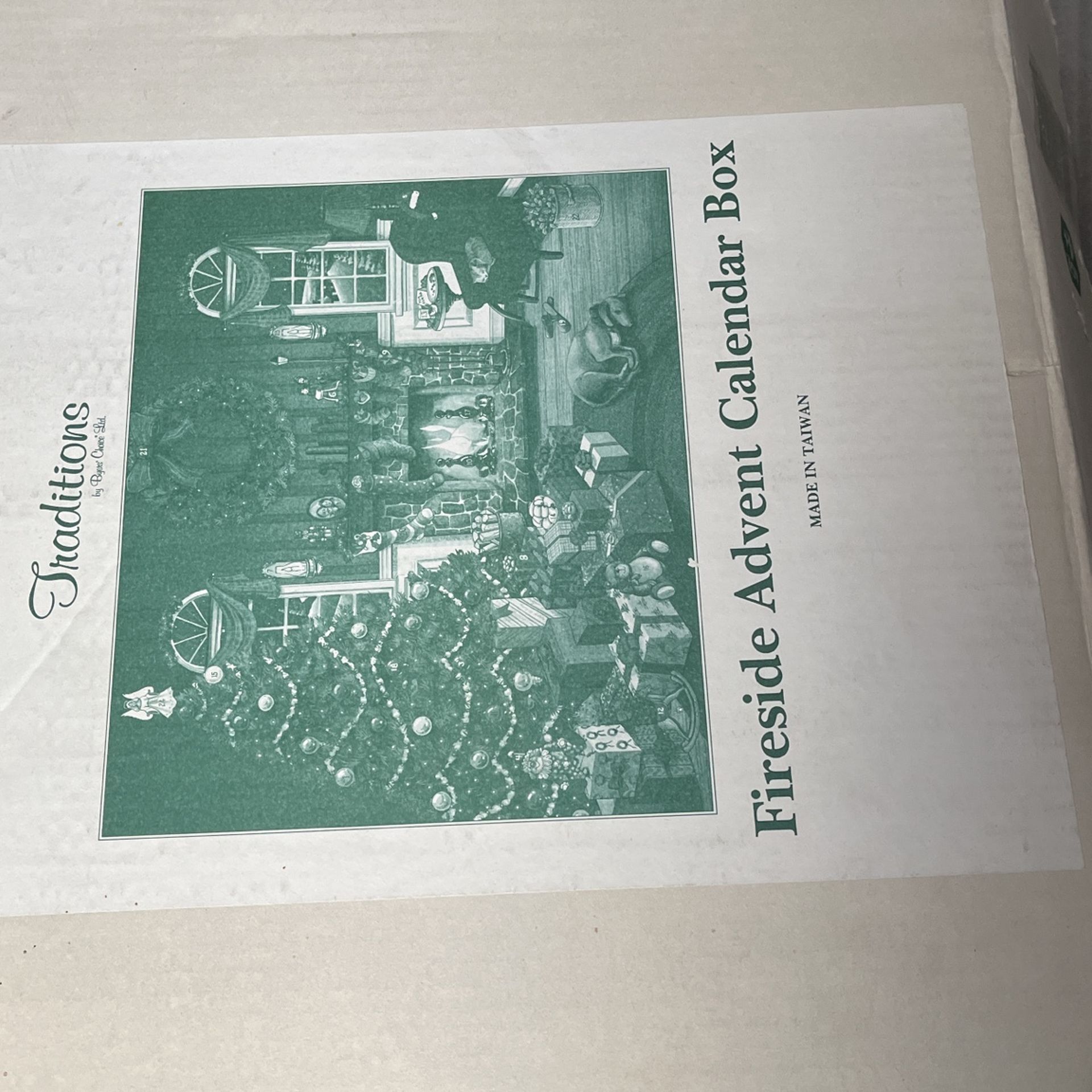 Fireside Wood Advent Calendar Box Traditions Like New