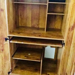 Oak Color Computer Armoire desk & storage Light Maple