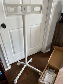 White Mobile TV Stand with Wheels