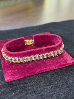 14k Gold dual diamond tennis bracelet