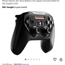 SteelSeries Nimbus+ Bluetooth Mobile Gaming Controller with iPhone Mount, 50+ Hour Battery Life, Apple Licensed, Made for iOS, iPadOS, tvOS