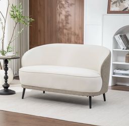 Stith Upholstered Velvet Loveseat With Black Legs Upholstery Color: White/Dark Apricot  Brand new in box - Assembly is required  cash only  Pickup onl
