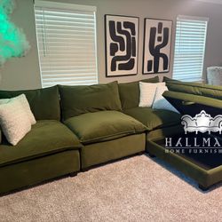 (Last One Left) Olive Velvet Kova-Style Cloud Couch