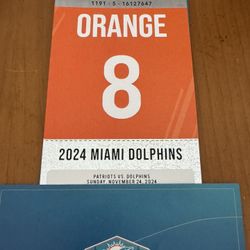 Miami Dolphins Vs New England Patriots Orange parking Pass