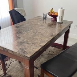 Dining Table With  2 Chairs And Bench 