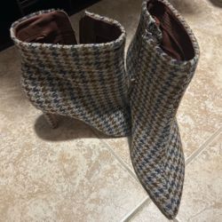 Gianni Bini Houndstooth Pointed-Toe Stiletto Ankle Boots